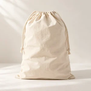 Cotton Drawstring Laundry Bag in Natural ecru