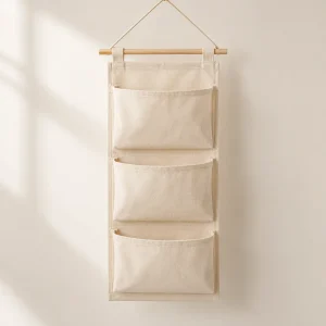 Cotton Hanging Organizer in Natural ecru