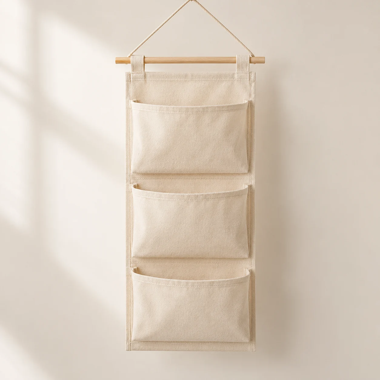 Cotton Hanging Organizer in Natural ecru
