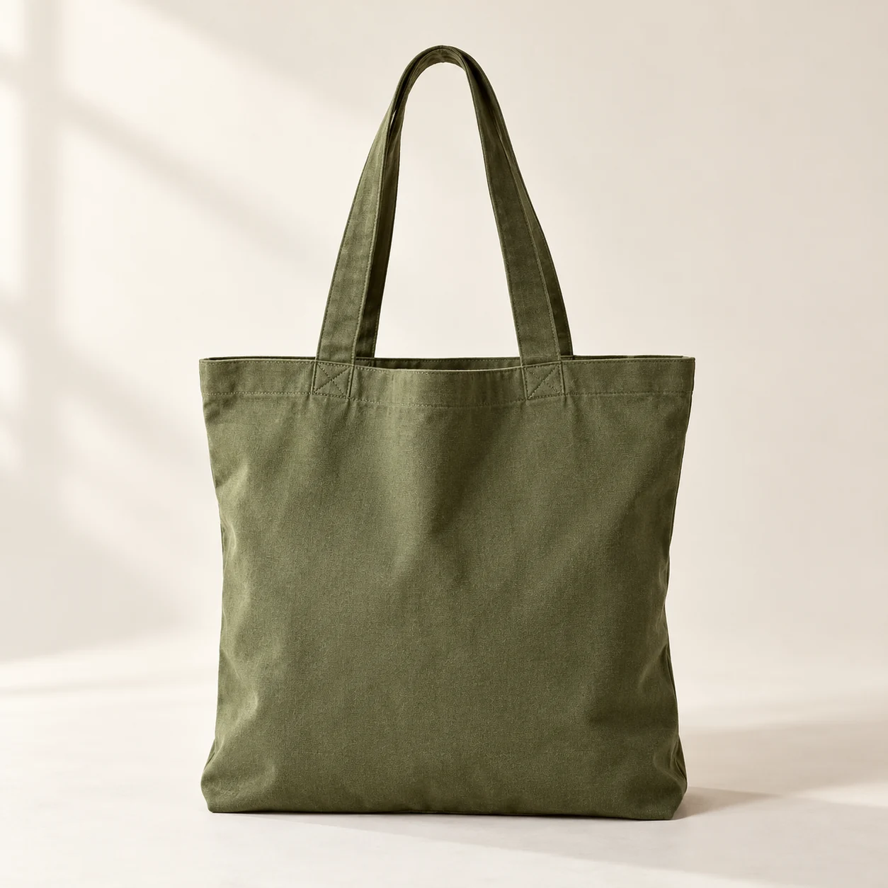Reusable Cotton Shopping Tote in Olive green