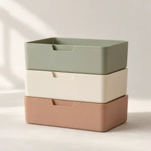 Stackable Desk Box Set in Sage / cream / clay
