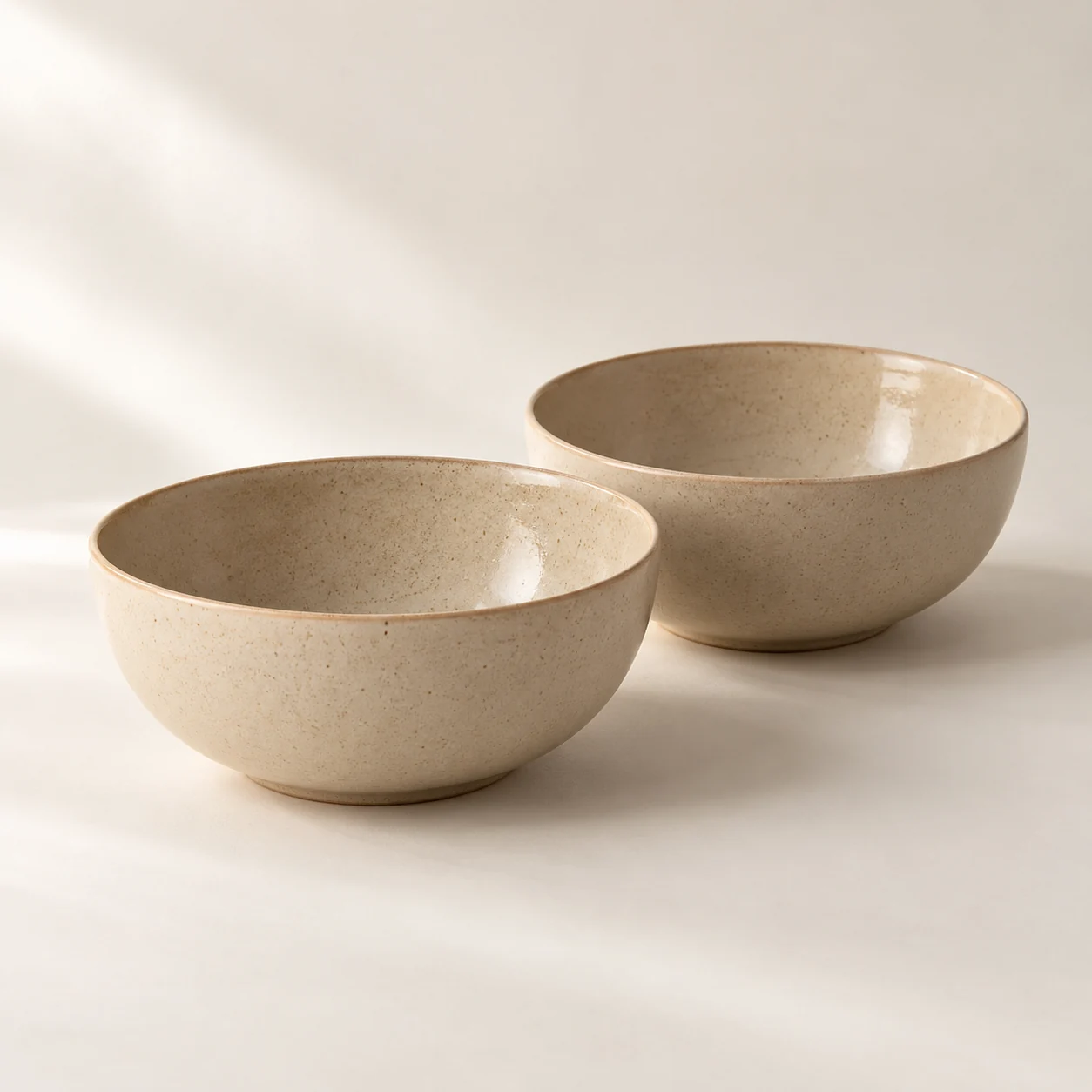 Stoneware Breakfast Bowl Set in Sand beige