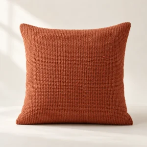 Textured Cotton Cushion Cover in Terracotta