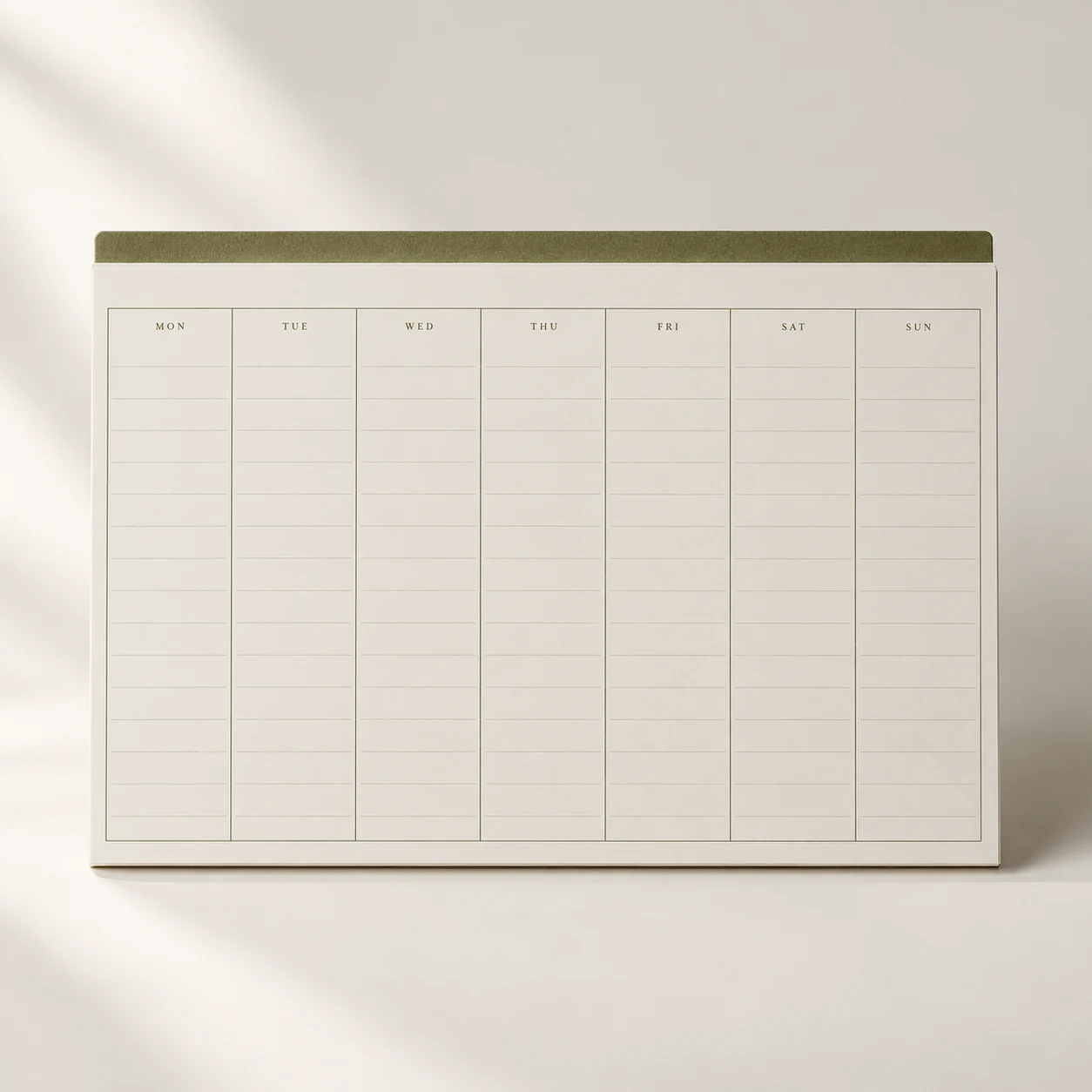 Undated Weekly Planner in Warm white / olive print